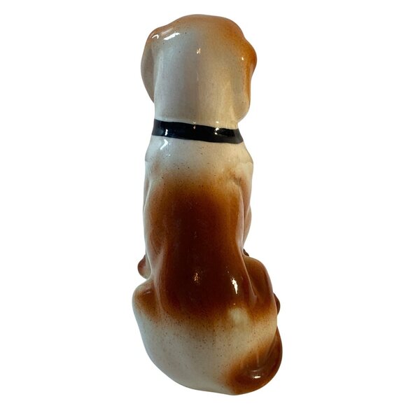 Bassett Hound Dog Vintage Glazed Ceramic Sitting Figurine Unmarked - Picture 3 of 16